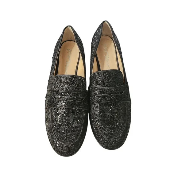 Women's Betsey Johnson Aron Black Rhinestone Loafers Size 11 - Picture 2 of 6